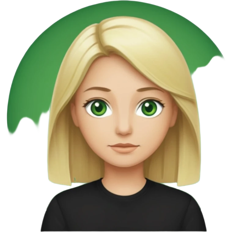 40 yr old blonde straight hair green eyes black shirt emoji