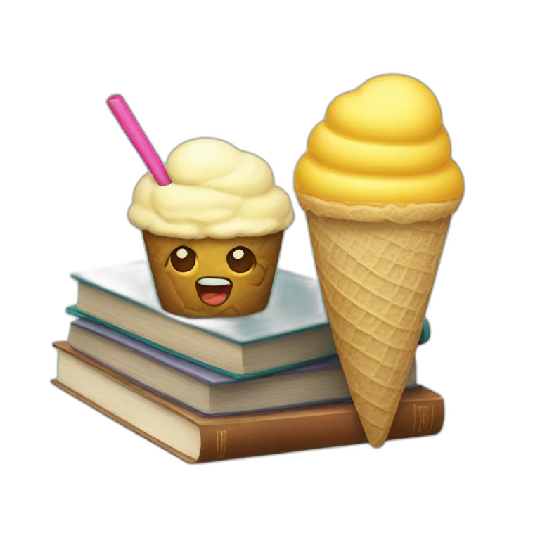 Icecream and books emoji