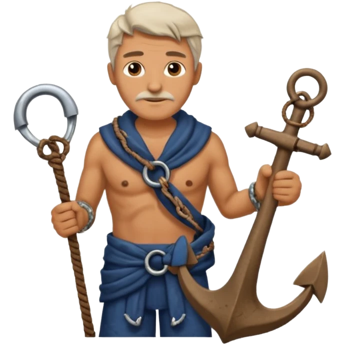 Ancient  man with animal skin clothes with Anchor emoji
