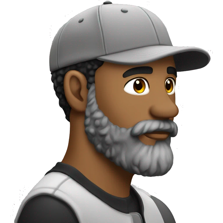 Brown guy Baseball cap on backwards grey and black beard with earrings  emoji