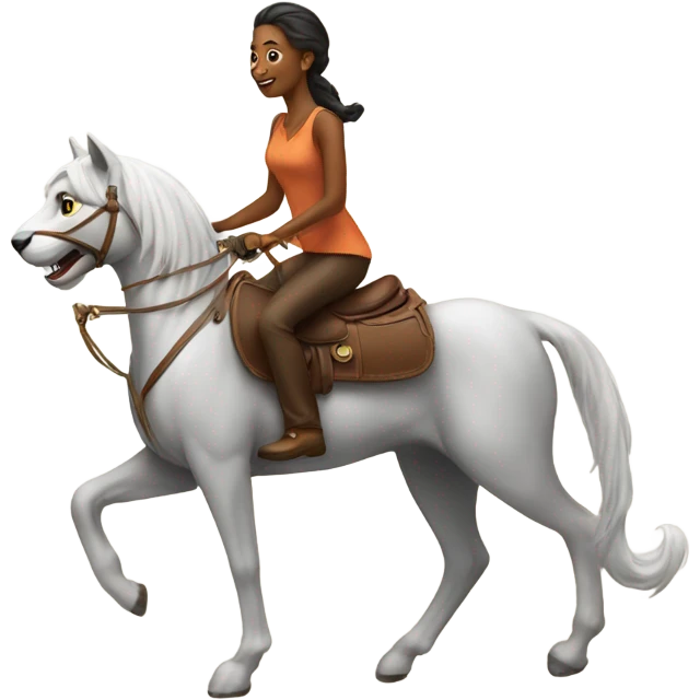 Woman riding majestic cat emoji