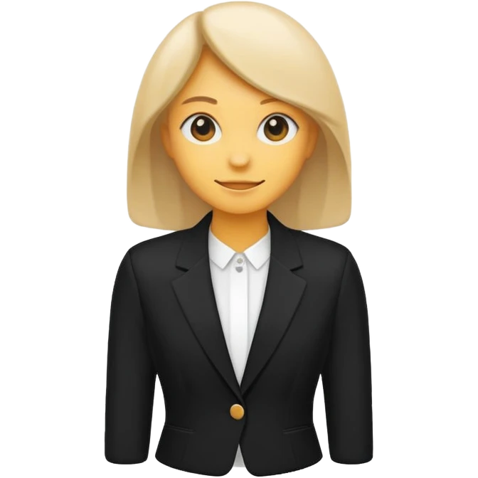 Minimal aesthetic emoji-style black blazer illustration, clean design, soft rounded shapes, matte fabric texture, subtle highlights and shadow, white or transparent background, centered, elegant fashion icon, high detail emoji