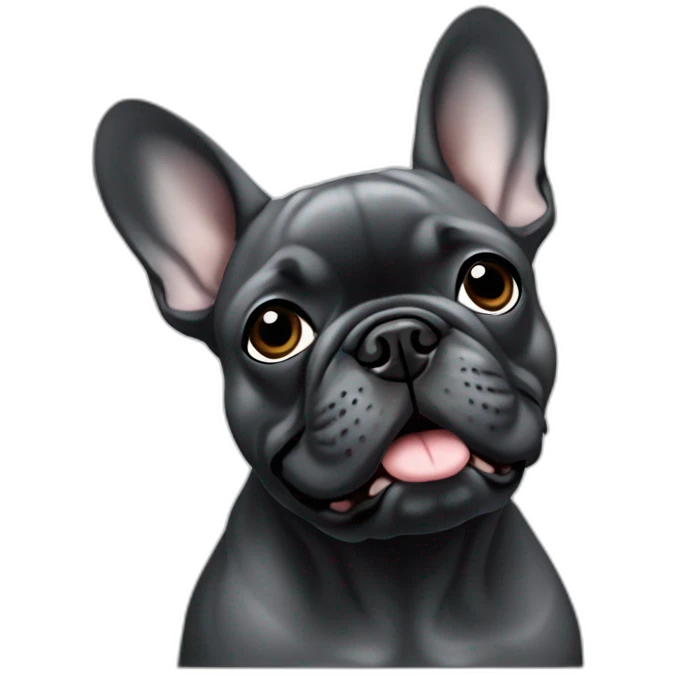 French bulldog dark grey emoji