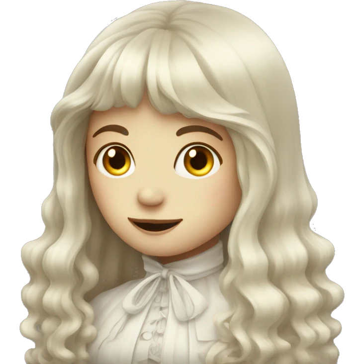 victorian ghost pretty girl with long hair and bangs emoji