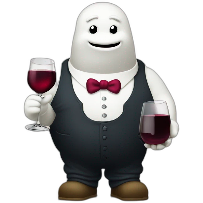 michelin man holding glass of red wine emoji