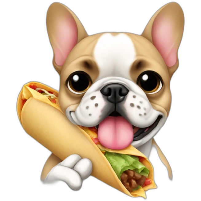 a french bulldog eating a burrito emoji