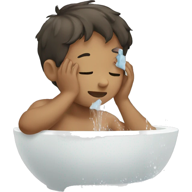 boy washing face emoji