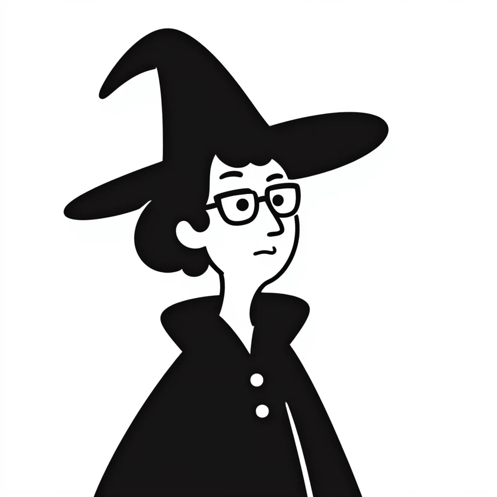 Angry Professor McGonagall with tight bun, square glasses, witch hat, stern expression, lips pursed in disapproval emoji