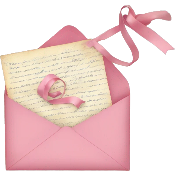 vintage love letters in envelope tied with a baby pink ribbon  emoji