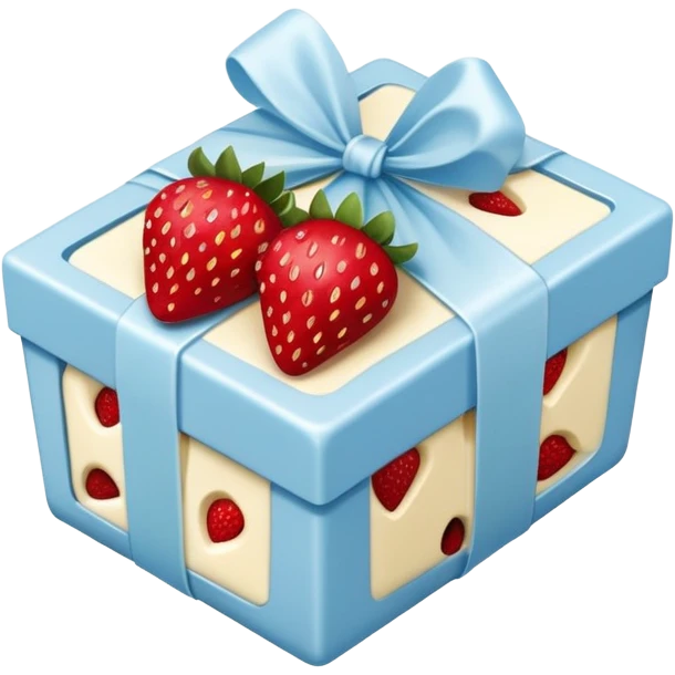 a pale blue package in Strawberries in white chocolate emoji