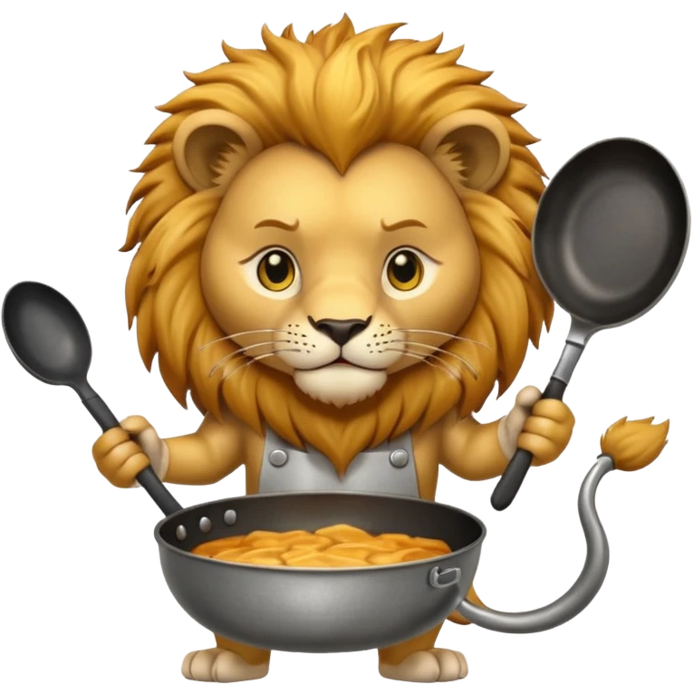 Lion holding frying pan emoji