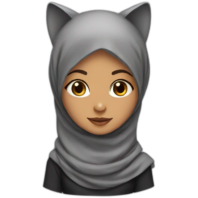 hijab girl with a cat on head emoji