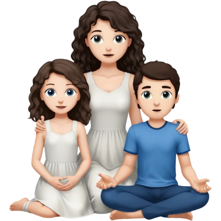 white girl, dark brown long slightly curly hair , skinni but with big breast , septum piercing on nose, beautiful dark gray-blue eyes, in white dress , boy dark brown eyes , light white skin , tall , skinny , light brown mid haircut ,  on his knee asking her to be hos wife emoji