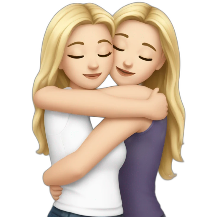 White Girl hugs white girl emoji
