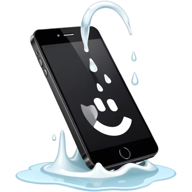 a black phone screen with some white liquid spilt on it emoji
