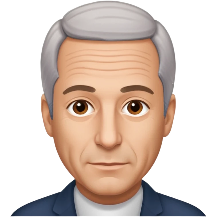 Create an Apple iOS emoji-style portrait of Jeffrey Epstein: clean vector shapes, smooth gradients, neutral expression, plain background, centered head-and-shoulders, high resolution. emoji