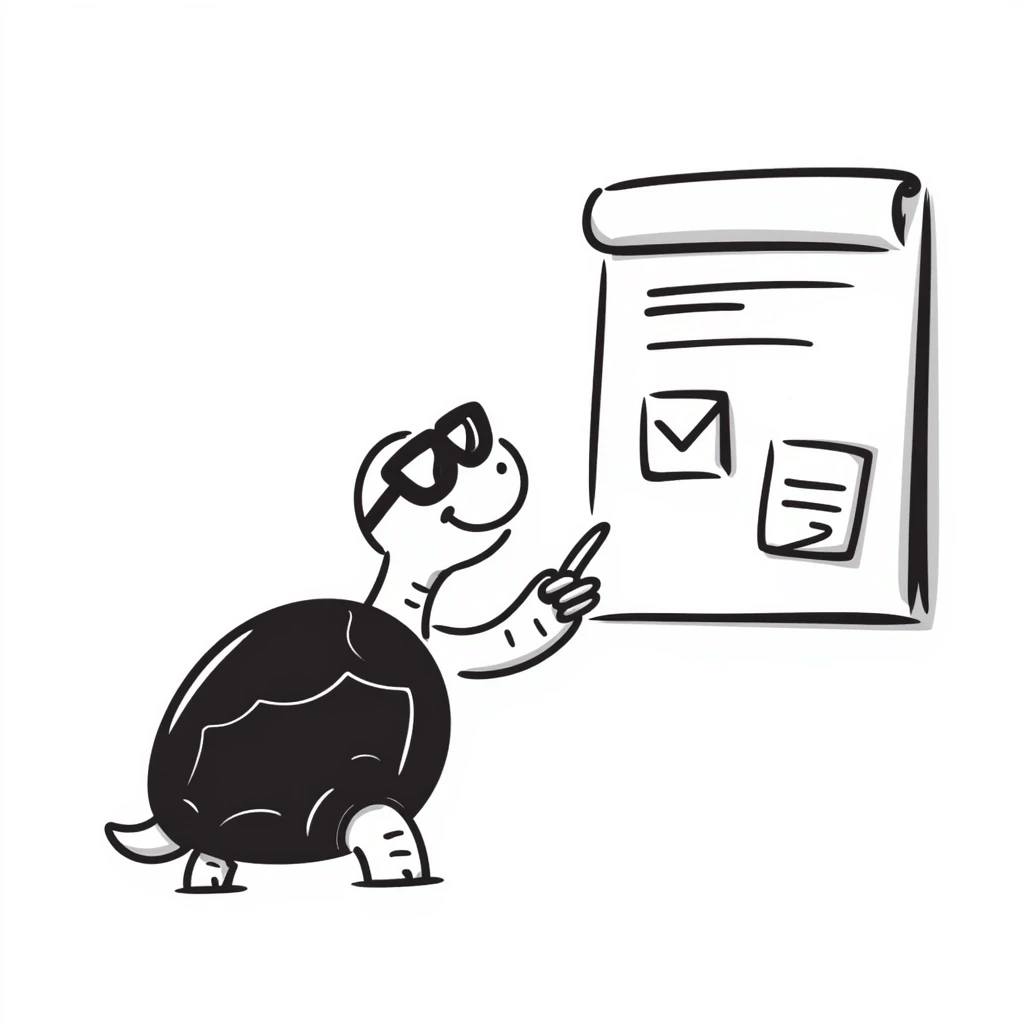 turtle pointing at a whiteboard emoji