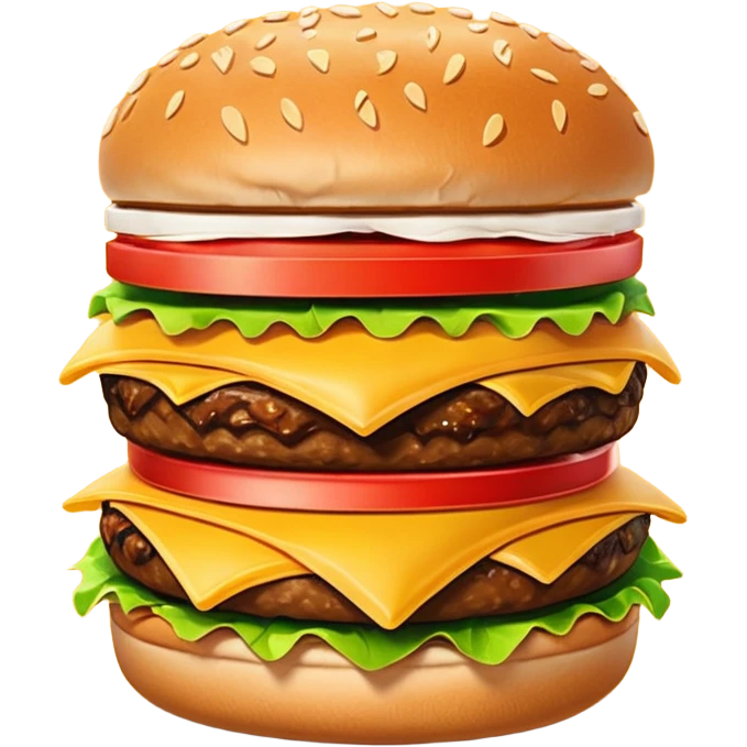 A clean and simple icon of fast food in emoji-style illustration. A burger with fries, nuggets and shawarma, bright and bold colors, simple shapes, flat design, high contrast, inviting and appetizing. emoji