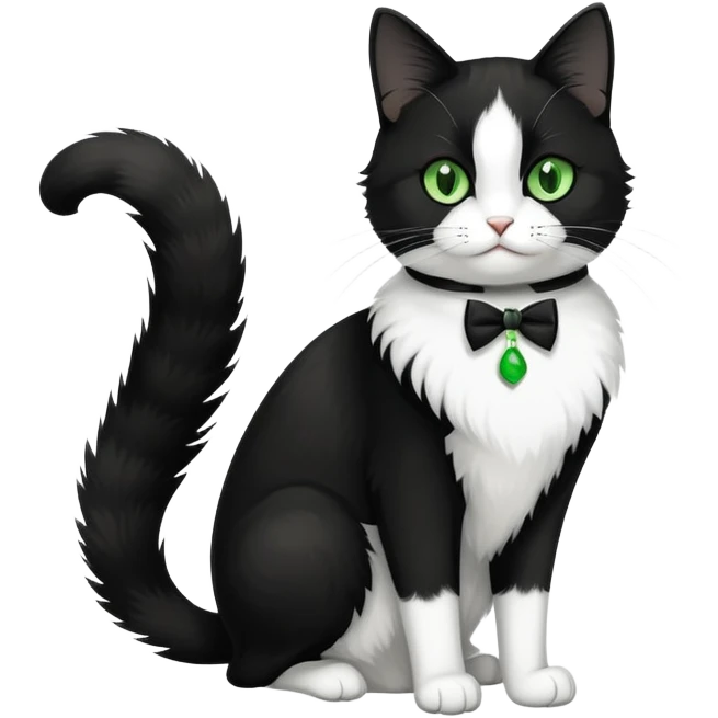 green eyed tuxedo cat full body emoji