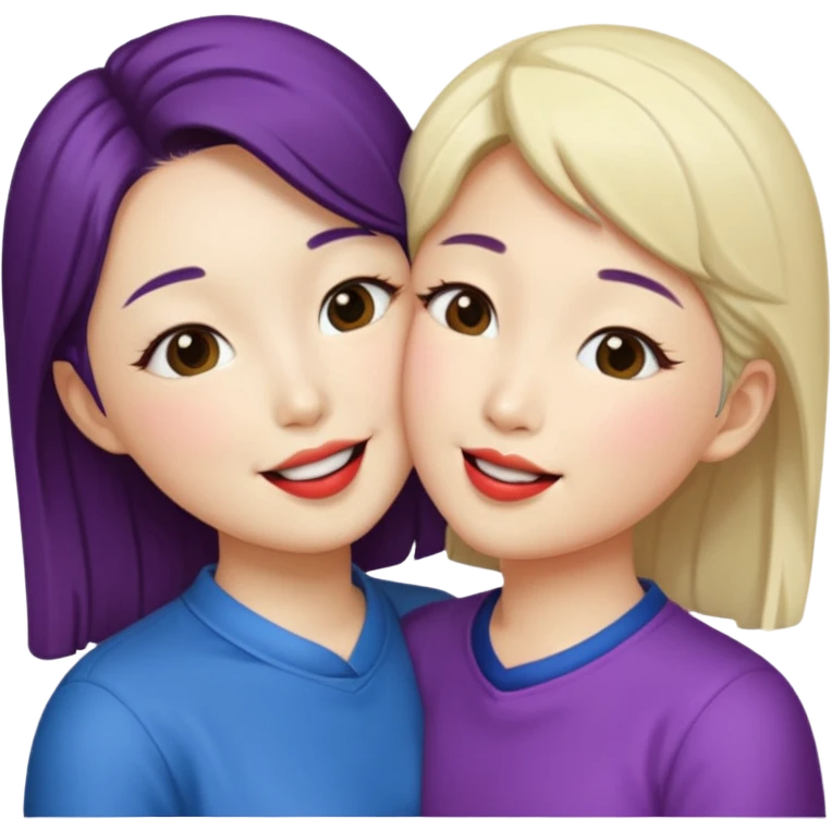 Korean lesbians, kissing emoji