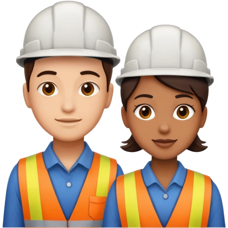 create a realistic emoji of two working packaging workers. one of them starting the work and the other one finished emoji