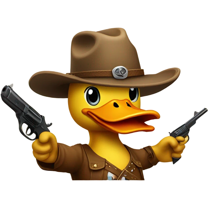 Duck with cowboy hat pointing a gun  emoji