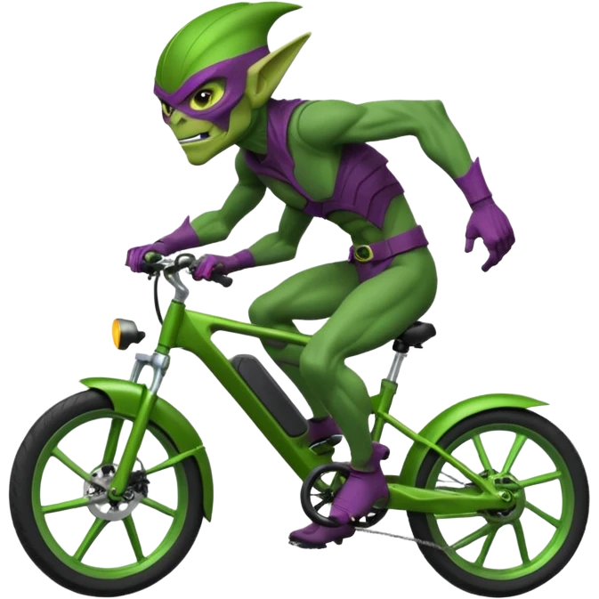 A green goblin on a Surron e bike emoji