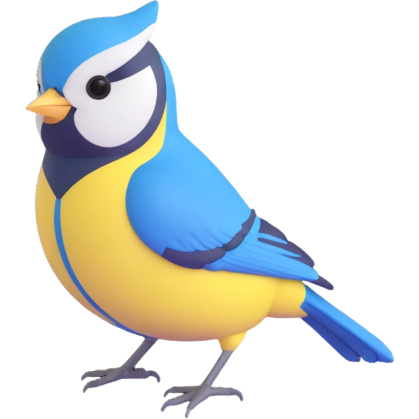 Eurasian blue tit bird with yellow chest and blue head emoji