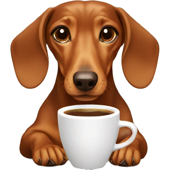 Dachshund drinking a coffee emoji