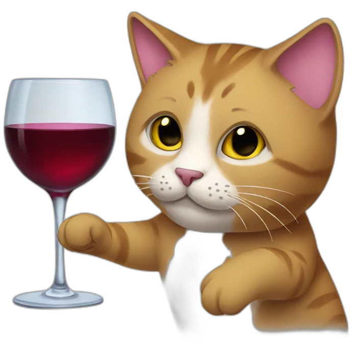 Cha cat drinks wine emoji