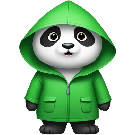 Panda wearing a green raincoat  emoji