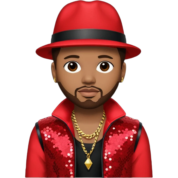 The-Dream, R&B Singer (b.1977) with dark brown hair, red sequin tour outfit  emoji