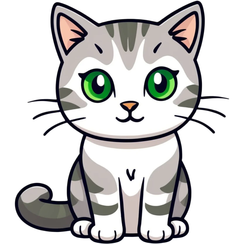 Gray tabby cat with green eyes  emoji