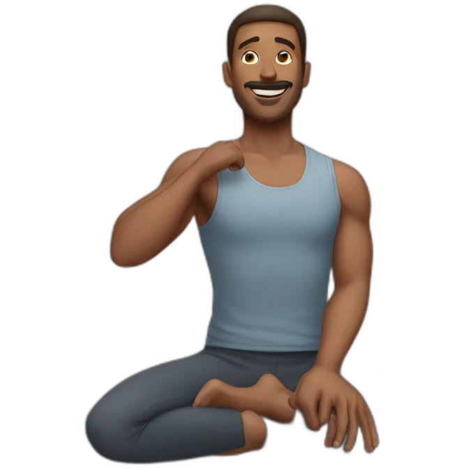 men doing stretch emoji