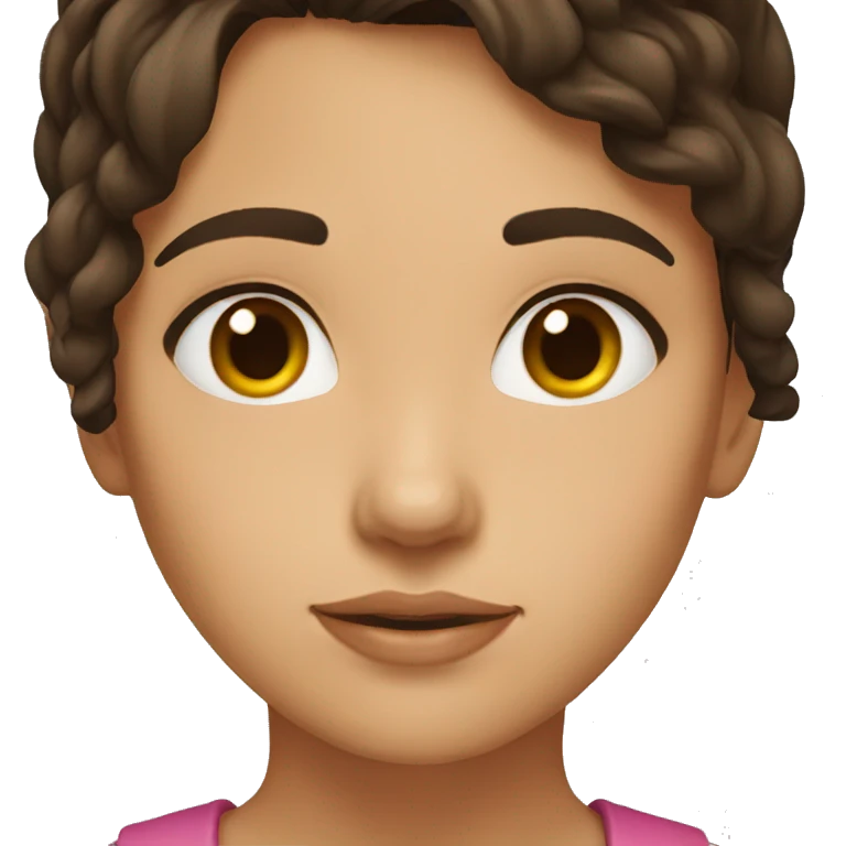 A brunette girl with brown eyes looking down emoji