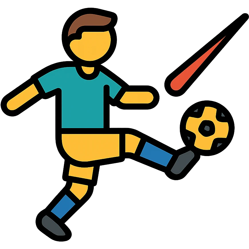 color outline icon of a soccer player with a laser beam emoji