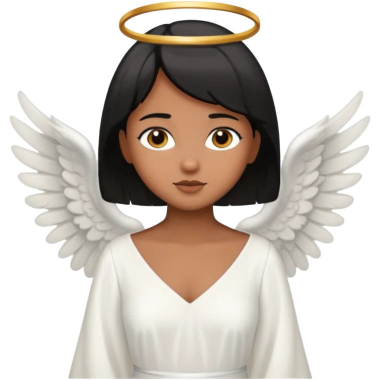 angel with brown skin, short black hair emoji