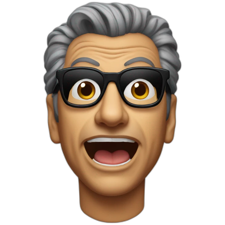 jeff goldblum with dark glasses in his hands and surprised face emoji