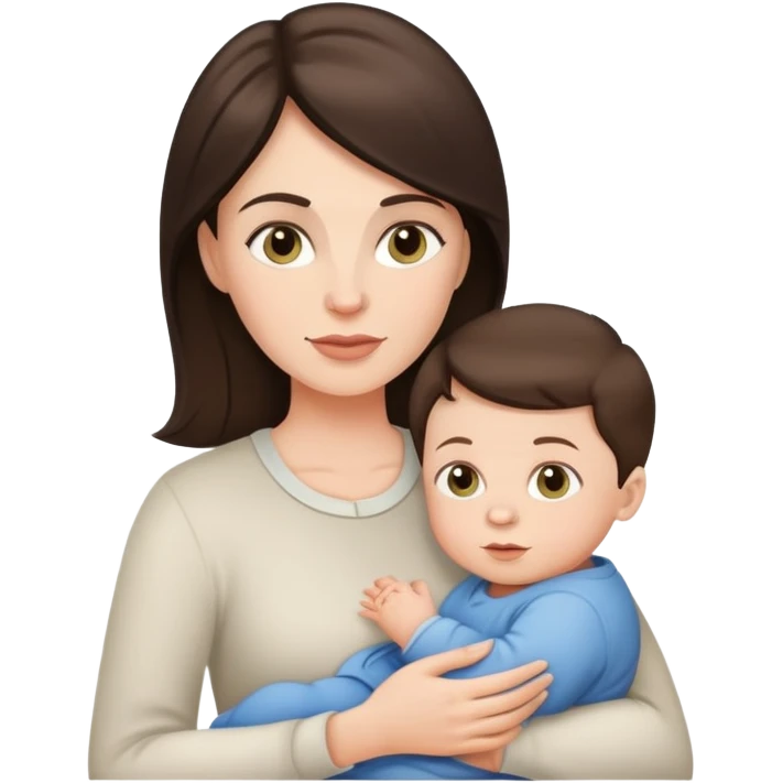 White Brunette mom with baby boy emoji