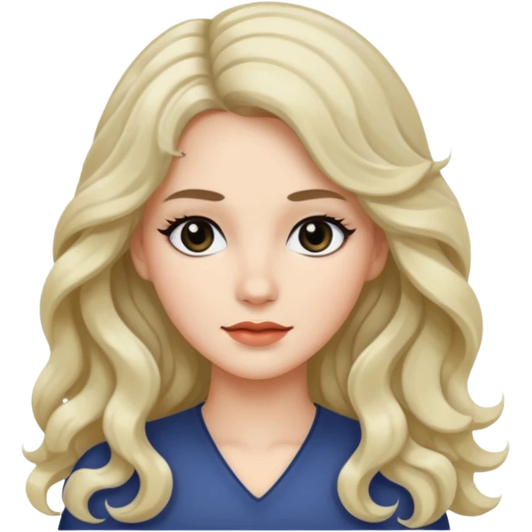 mid-hair long normal wavy hair with black eyes, and white skin emoji