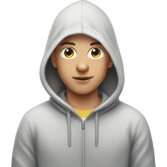 bald boy in hoodie indoors emoji