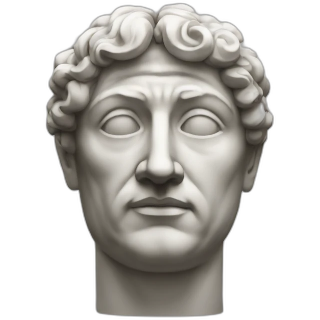 Stoic statue man with centre head emoji