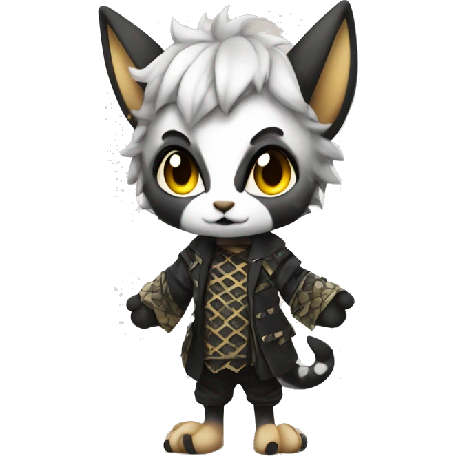 an edgy cute kawaii vernid-fionbri with splash patterns full body emoji