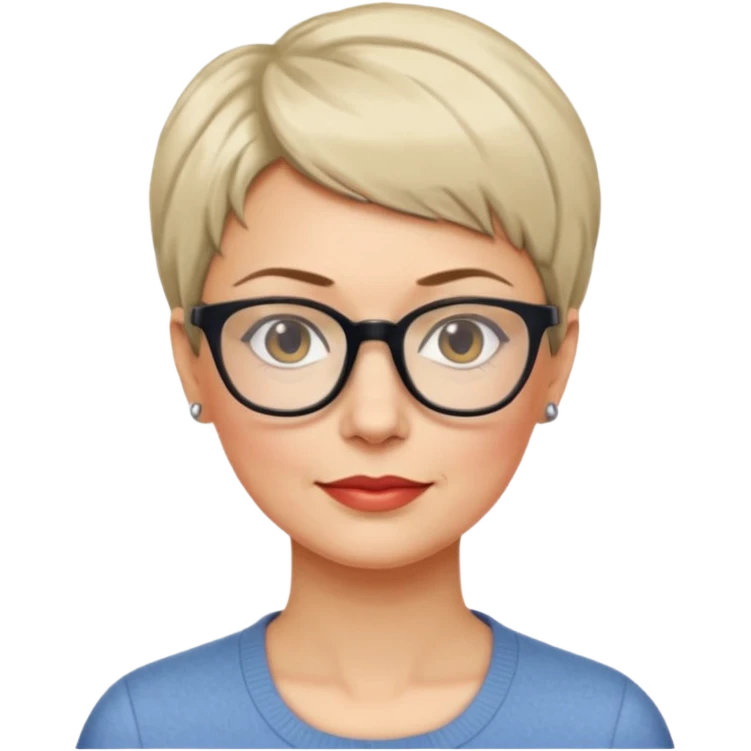 femme 40 ans lunettes cheveux très courts emoji