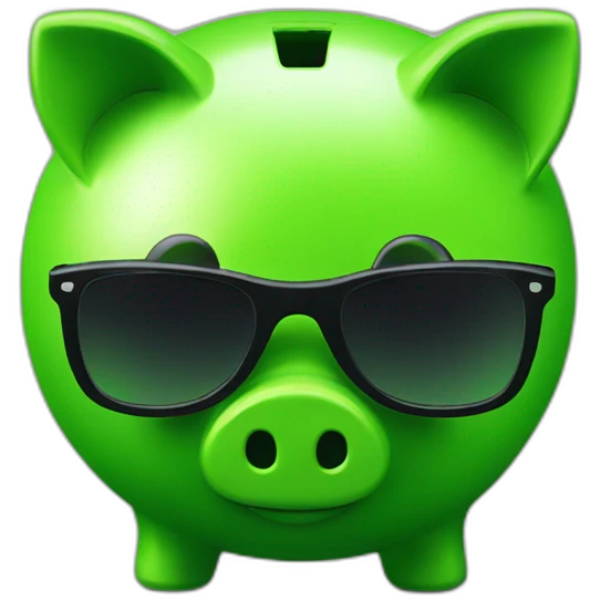 green piggybank with sunglasses emoji