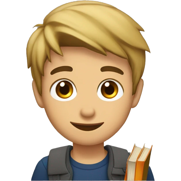 Joven moreno con libros sin gafas emoji