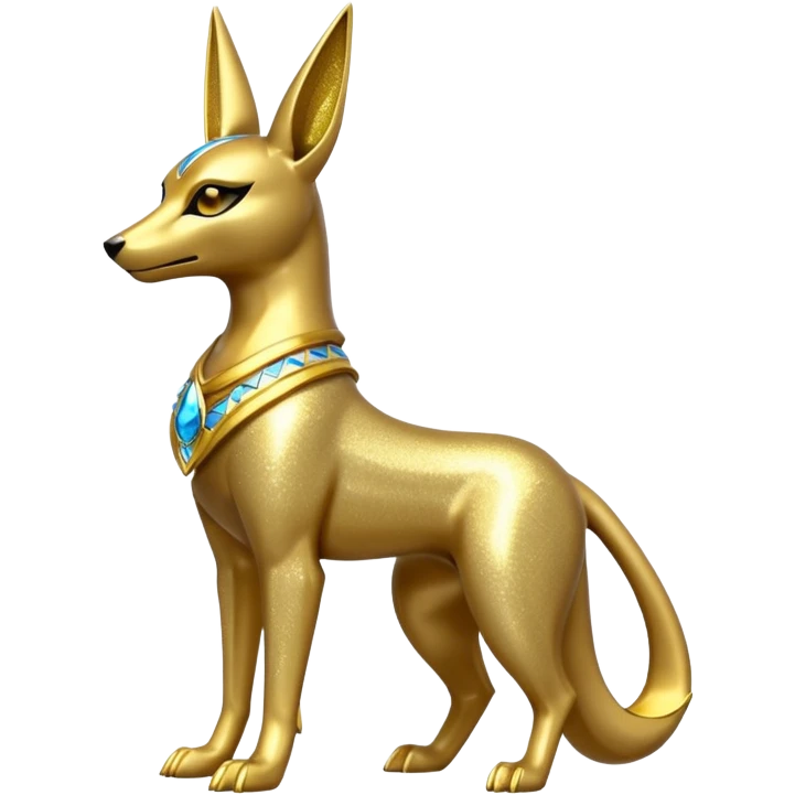 Golden Sparkly Shiny glittery Gold Anubis-Umbreon-Lucario-fusion Statue emoji