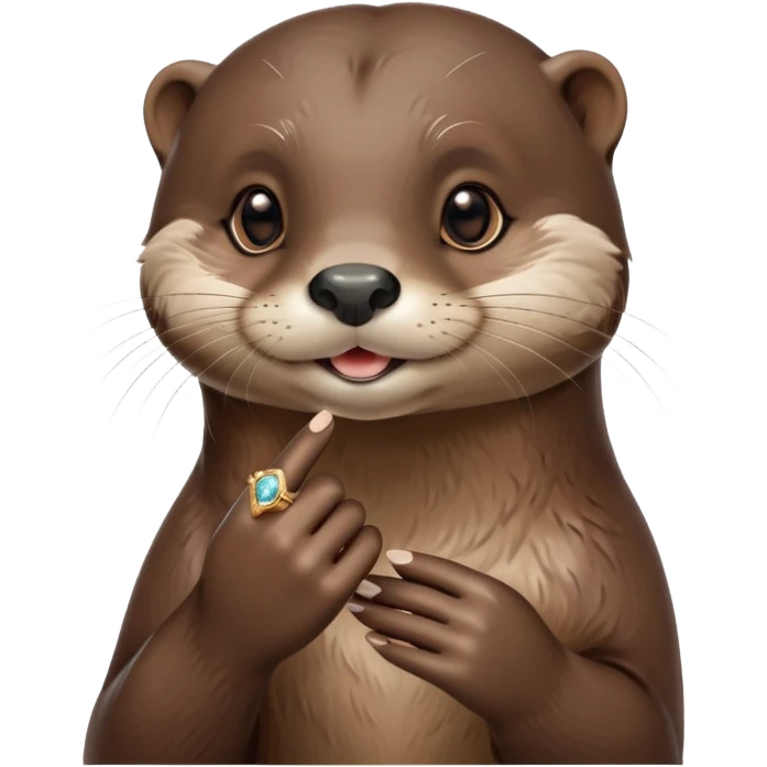Female otter with an engagement ring on a finger  emoji