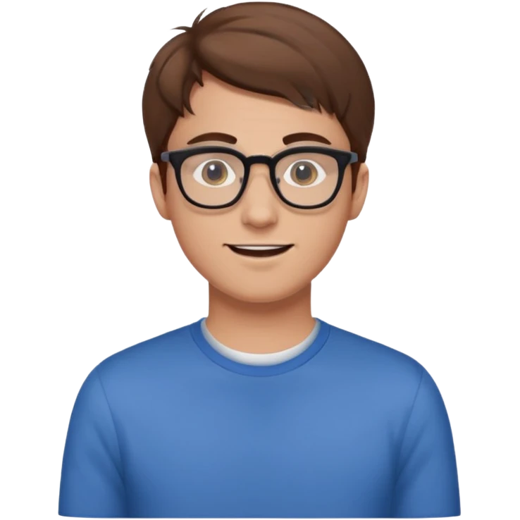 a man in his early 20s wearing glasses for a tech company, extroverted, brown hair emoji