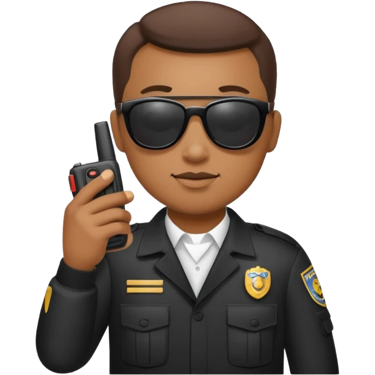school security, sun glasses, holding walkie-talkie emoji